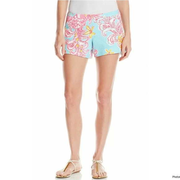 Lilly Pulitzer Adie Shorts Breakwater Blue Pink Lolita Size 4 NWT - Picture 1 of 10